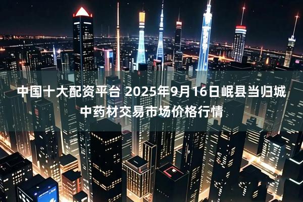 中国十大配资平台 2025年9月16日岷县当归城中药材交易市场价格行情